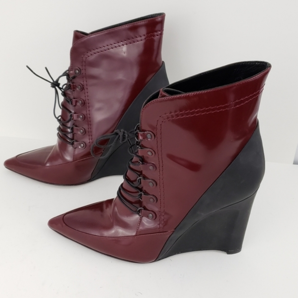 Derek Lam Maxine Oxblood Leather Lace Up Bootie 6